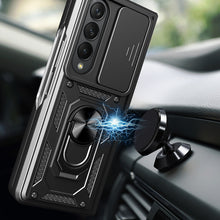 Заредете изображение във визуализатора на галерията – Hybrid Armor Camshield case for Samsung Galaxy Z Fold 4 armored case with camera cover black

