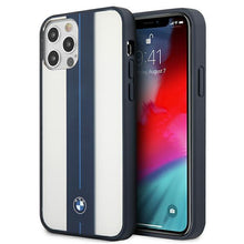 Заредете изображение във визуализатора на галерията – Case BMW BMHCP12MPCUMRSTNA iPhone 12/ 12 Pro 6.1" transparent hardcase Middle Stripe Navy
