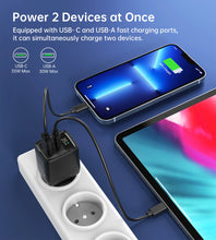 Заредете изображение във визуализатора на галерията – Choetech PD6052 USB-C USB-A PD 35W GaN wall charger with display - black

