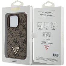 Заредете изображение във визуализатора на галерията – Original Case GUESS hardcase Leather 4G Triangle Strass GUHCP15LP4TDPW for Iphone 15 Pro Brown

