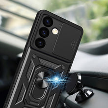 Заредете изображение във визуализатора на галерията – Hybrid Armor Camshield armored case for Samsung Galaxy S24 with camera cover - black
