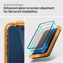Заредете изображение във визуализатора на галерията – TEMPERED Spigen ALM GLASS FC 2-PACK IPHONE 15 BLACK
