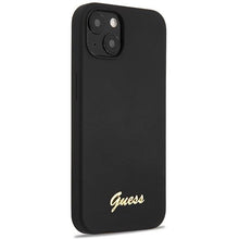 Заредете изображение във визуализатора на галерията – Guess GUHCP13MLSLMGBK iPhone 13 6.1&quot; black/black hardcase Silicone Script Gold Logo
