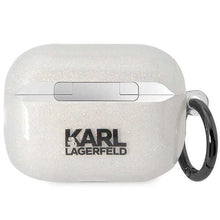 Заредете изображение във визуализатора на галерията – Karl Lagerfeld KLAP2HNKCTGT Airpods Pro 2 cover transparent Gliter Karl&amp;Choupette
