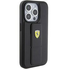 Заредете изображение във визуализатора на галерията – Ferrari Grip Stand Metal Logo case for iPhone 15 Pro - black
