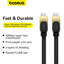 Заредете изображение във визуализатора на галерията – Baseus fast network cable RJ-45 cat.8 40Gbps 1.5m round - black
