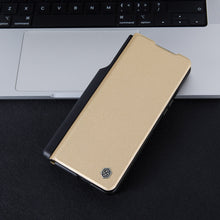 Заредете изображение във визуализатора на галерията – Nillkin Qin Leather Pro Samsung Galaxy Z Fold 5 Leather Flip Case with Camera Cover - Gold
