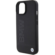 Заредете изображение във визуализатора на галерията – Original Case BMW Leather Hot Stamp BMHCP15MSLLBK for Iphone 15 Plus Black

