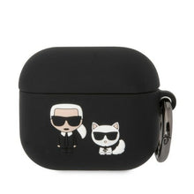 Заредете изображение във визуализатора на галерията – Karl Lagerfeld KLACA3SILKCK AirPods 3 cover black/black Silicone Karl &amp; Choupette
