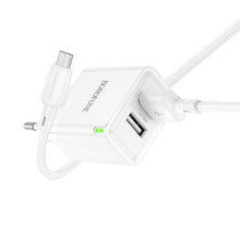 Заредете изображение във визуализатора на галерията – Borofone Wall charger BN15 Strong - 2xUSB - 2,1A with USB to Micro USB cable white
