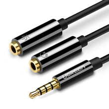Заредете изображение във визуализатора на галерията – Ugreen cable cable headphone splitter mini jack 3.5 mm - 2 x mini jack 3.5 mm (microphone + stereo output) black (AV141)
