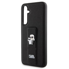 Заредете изображение във визуализатора на галерията – Karl Lagerfeld Gripstand Saffiano Karl&amp;Choupette Pins case for Samsung Galaxy S23 FE - black
