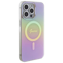 Заредете изображение във визуализатора на галерията – Guess IML Iridescent MagSafe case for iPhone 15 Pro - pink
