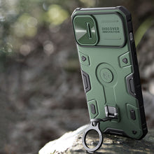 Заредете изображение във визуализатора на галерията – Nillkin CamShield Armor Pro Magnetic Case iPhone 14 Magnetic MagSafe Cover with Camera Cover Dark Green
