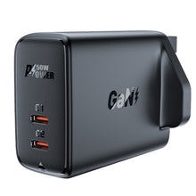 Заредете изображение във визуализатора на галерията – Acefast GaN charger (UK plug) 2x USB Type C 50W, Power Delivery, PPS, Q3 3.0, AFC, FCP black (A32 UK) - TopMag
