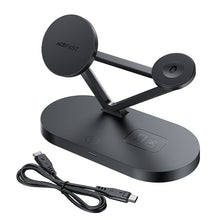 Заредете изображение във визуализатора на галерията – Acefast 15W Qi Wireless Charger for iPhone (with MagSafe), Apple Watch and Apple AirPods Stand Holder Magnetic Holder Black (E9 black) - TopMag
