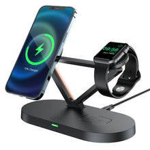 Заредете изображение във визуализатора на галерията – Acefast 15W Qi Wireless Charger for iPhone (with MagSafe), Apple Watch and Apple AirPods Stand Holder Magnetic Holder Black (E9 black) - TopMag
