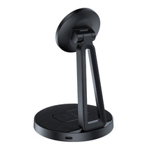 Заредете изображение във визуализатора на галерията – Acefast Qi Wireless Charger 15W for iPhone (with MagSafe) and Apple AirPods Stand Holder Magnetic Holder Black (E8 black) - TopMag
