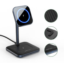 Заредете изображение във визуализатора на галерията – Acefast Qi Wireless Charger 15W for iPhone (with MagSafe) and Apple AirPods Stand Holder Magnetic Holder Black (E1 black) - TopMag
