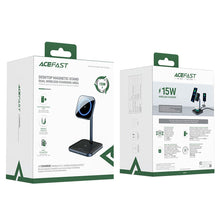 Заредете изображение във визуализатора на галерията – Acefast Qi Wireless Charger 15W for iPhone (with MagSafe) and Apple AirPods Stand Holder Magnetic Holder Black (E1 black) - TopMag
