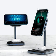 Заредете изображение във визуализатора на галерията – Acefast Qi Wireless Charger 15W for iPhone (with MagSafe) and Apple AirPods Stand Holder Magnetic Holder Black (E1 black) - TopMag
