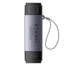 Заредете изображение във визуализатора на галерията – Baseus Lite Series USB-A &amp; Type-C to SD/TF Card Reader Grey - TopMag
