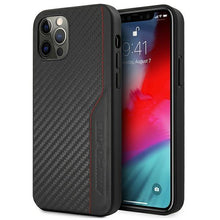 Заредете изображение във визуализатора на галерията – AMG AMHCP12MDEBK iPhone 12/12 Pro 6,1" czarny/black hardcase Leather&amp;Carbon Red Stitching - TopMag
