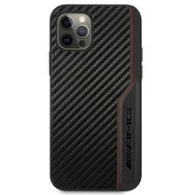 Заредете изображение във визуализатора на галерията – AMG AMHCP12MDEBK iPhone 12/12 Pro 6,1" czarny/black hardcase Leather&amp;Carbon Red Stitching - TopMag
