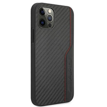 Заредете изображение във визуализатора на галерията – AMG AMHCP12MDEBK iPhone 12/12 Pro 6,1" czarny/black hardcase Leather&amp;Carbon Red Stitching - TopMag
