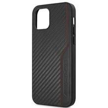 Заредете изображение във визуализатора на галерията – AMG AMHCP12MDEBK iPhone 12/12 Pro 6,1" czarny/black hardcase Leather&amp;Carbon Red Stitching - TopMag
