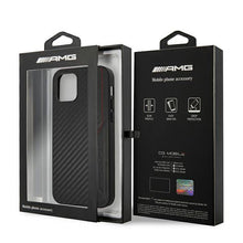 Заредете изображение във визуализатора на галерията – AMG AMHCP12MDEBK iPhone 12/12 Pro 6,1" czarny/black hardcase Leather&amp;Carbon Red Stitching - TopMag
