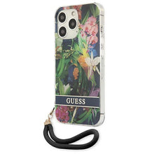 Заредете изображение във визуализатора на галерията – Guess GUHCP13LHFLSB iPhone 13 Pro / 13 6,1" niebieski/blue hardcase Flower Strap - TopMag
