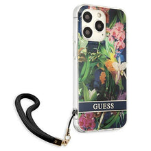 Заредете изображение във визуализатора на галерията – Guess GUHCP13LHFLSB iPhone 13 Pro / 13 6,1" niebieski/blue hardcase Flower Strap - TopMag
