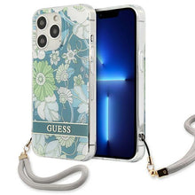 Заредете изображение във визуализатора на галерията – Guess GUHCP13LHFLSN iPhone 13 Pro / 13 6,1" zielony/green hardcase Flower Strap - TopMag
