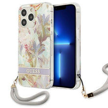 Заредете изображение във визуализатора на галерията – Guess GUHCP13LHFLSU iPhone 13 Pro / 13 6,1" fioletowy/purple hardcase Flower Strap - TopMag
