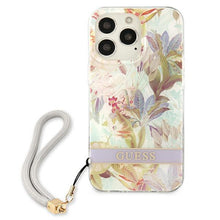 Заредете изображение във визуализатора на галерията – Guess GUHCP13LHFLSU iPhone 13 Pro / 13 6,1" fioletowy/purple hardcase Flower Strap - TopMag
