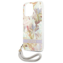 Заредете изображение във визуализатора на галерията – Guess GUHCP13LHFLSU iPhone 13 Pro / 13 6,1" fioletowy/purple hardcase Flower Strap - TopMag
