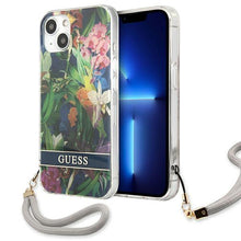 Заредете изображение във визуализатора на галерията – Guess GUHCP13SHFLSB iPhone 13 mini 5,4" niebieski/blue hardcase Flower Strap - TopMag
