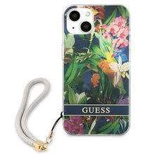 Заредете изображение във визуализатора на галерията – Guess GUHCP13SHFLSB iPhone 13 mini 5,4" niebieski/blue hardcase Flower Strap - TopMag

