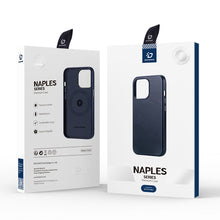 Заредете изображение във визуализатора на галерията – Dux Ducis Naples case for iPhone 13 Pro Max leather cover (MagSafe compatible) blue - TopMag
