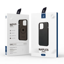 Заредете изображение във визуализатора на галерията – Dux Ducis Naples Case for iPhone 13 Pro Max Leather Cover (MagSafe Compatible) Dark Brown - TopMag
