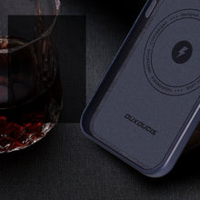 Заредете изображение във визуализатора на галерията – Dux Ducis Naples case for iPhone 13 Pro leather cover (MagSafe compatible) blue - TopMag

