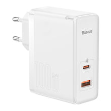 Заредете изображение във визуализатора на галерията – Baseus GaN5 Pro Fast Universal GaN USB Charger Type C / USB 100W PD3.0, QC4.0 +, AFC white (CCGP090202) - TopMag
