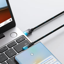 Заредете изображение във визуализатора на галерията – Baseus MVP Elbow angled cable Power Delivery cable with side connector USB Type C / USB Type C 1 m 100W 5A blue (CAVP000621) - TopMag
