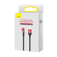 Заредете изображение във визуализатора на галерията – Baseus MVP Elbow angled cable Power Delivery cable with side connector USB Type C / USB Type C 2m 100W 5A red (CAVP000720 - TopMag
