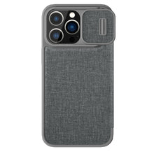 Заредете изображение във визуализатора на галерията – Nillkin Qin Cloth Pro Case Case for iPhone 13 Pro Camera Protector Holster Cover Flip Cover Gray - TopMag
