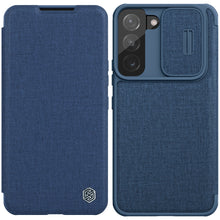 Заредете изображение във визуализатора на галерията – Nillkin Qin Cloth Pro Case Case For Samsung Galaxy S22 + (S22 Plus) Camera Protector Holster Cover Flip Cover Blue - TopMag
