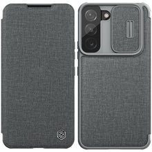 Заредете изображение във визуализатора на галерията – Nillkin Qin Cloth Pro Case Case for Samsung Galaxy S22 + (S22 Plus) Camera Protector Holster Cover Flip Cover Gray - TopMag
