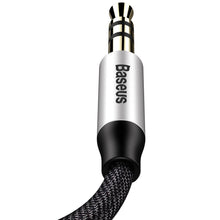 Заредете изображение във визуализатора на галерията – Baseus Yiven M30 stereo AUX 3.5 mm audio cable male mini jack 0.5m silver-black (CAM30-AS1) - TopMag
