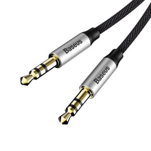 Заредете изображение във визуализатора на галерията – Baseus Yiven M30 stereo AUX 3.5 mm audio cable male mini jack 0.5m silver-black (CAM30-AS1) - TopMag
